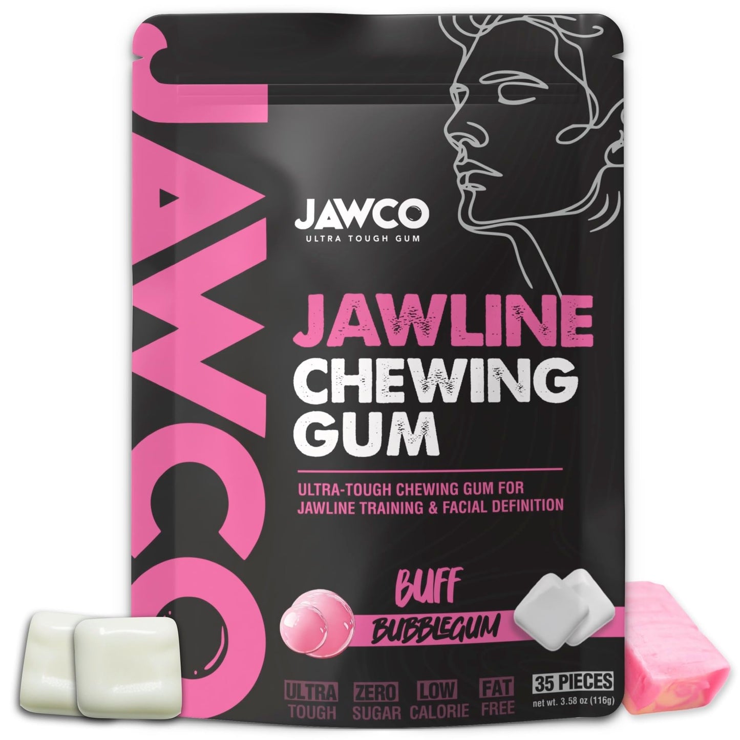 Ultra-tough Jawline Chewing Gum | Get a Stronger, Squarer Jawline | Jaw Training Hard Gum | Chisel, Sculpt, Tone your Jaw | 15X Hardness | Facial Fitness Mewing Gum | Mighty Mint (1-Pack)