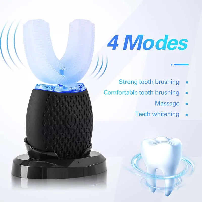 Intelligent U-Type Toothbrush 360 Degrees Sonic Electric Automatic with USB Charge Waterproof Silicon Head for Oral Care