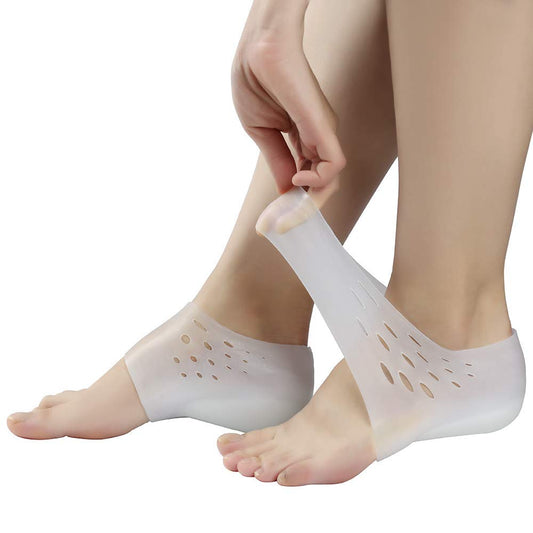 X-Tpark Unisex Invisible Height Increase Socks Heel Pads Silicone Insoles 3-5cm - Foot Massage Elastic Breathable Firm White