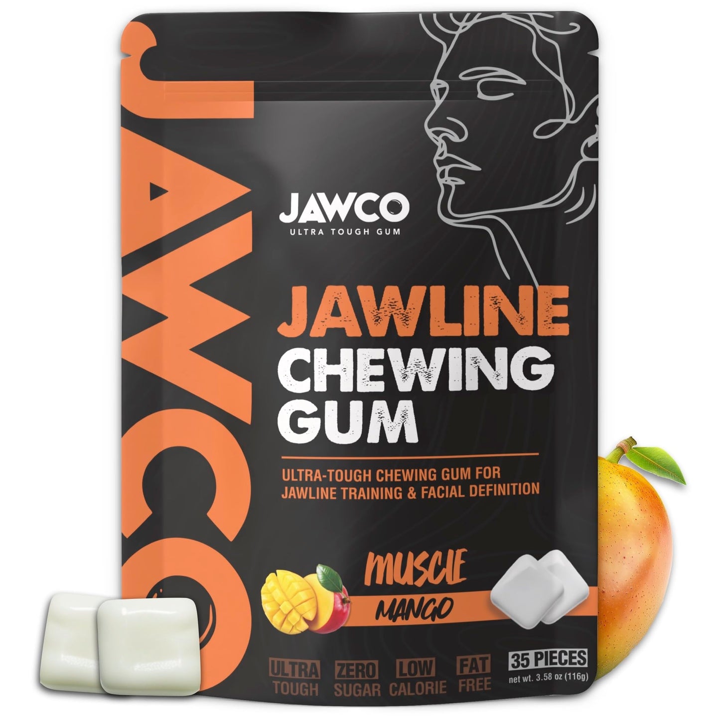 Ultra-tough Jawline Chewing Gum | Get a Stronger, Squarer Jawline | Jaw Training Hard Gum | Chisel, Sculpt, Tone your Jaw | 15X Hardness | Facial Fitness Mewing Gum | Mighty Mint (1-Pack)