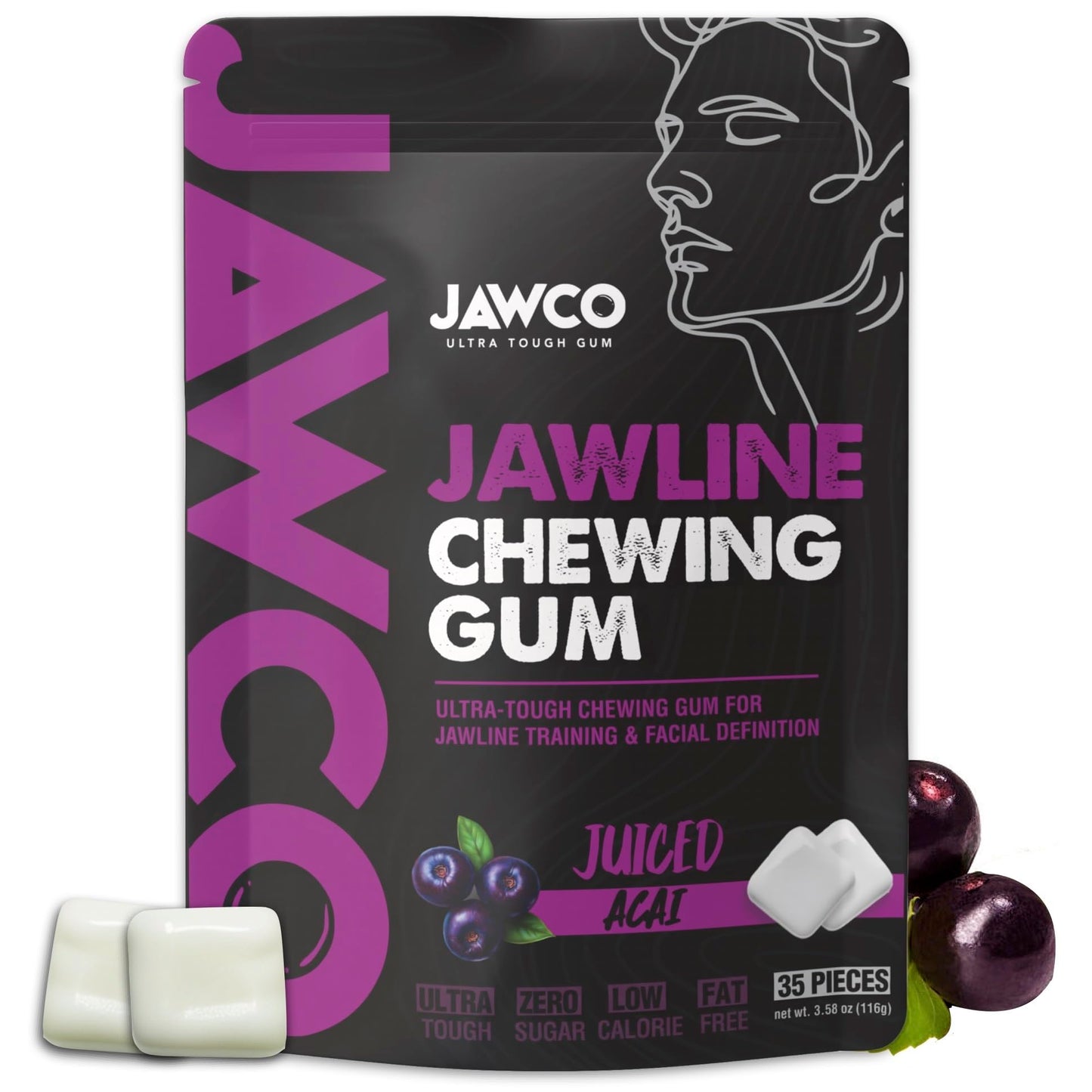Ultra-tough Jawline Chewing Gum | Get a Stronger, Squarer Jawline | Jaw Training Hard Gum | Chisel, Sculpt, Tone your Jaw | 15X Hardness | Facial Fitness Mewing Gum | Mighty Mint (1-Pack)
