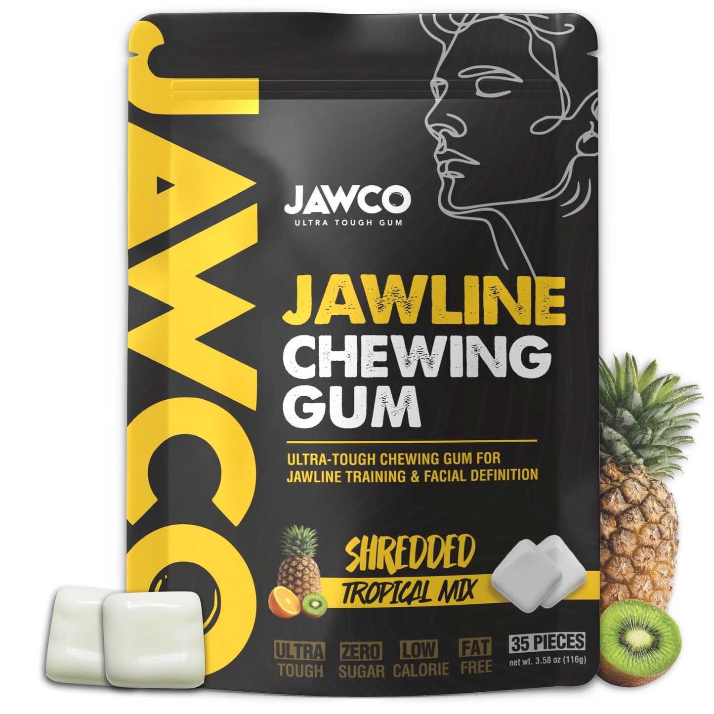 Ultra-tough Jawline Chewing Gum | Get a Stronger, Squarer Jawline | Jaw Training Hard Gum | Chisel, Sculpt, Tone your Jaw | 15X Hardness | Facial Fitness Mewing Gum | Mighty Mint (1-Pack)
