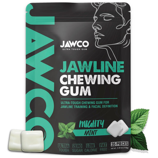 Ultra-tough Jawline Chewing Gum | Get a Stronger, Squarer Jawline | Jaw Training Hard Gum | Chisel, Sculpt, Tone your Jaw | 15X Hardness | Facial Fitness Mewing Gum | Mighty Mint (1-Pack)