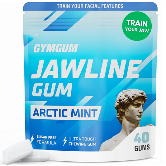 Jawline Gum | Hard Chewing Gum For Jaw Strength | Train Your Facial Features - Mewing Jaw Gum | Ultimate Jawline Exerciser | 0 Calories & Sugar Free Hard Gum (Arctic Mint, 40 Count)