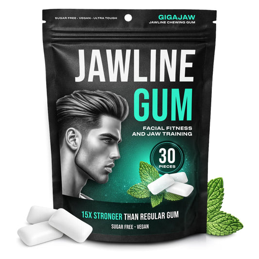 GigaJaw Jawline Gum - 15X Hardness for Effective Facial Exercise -Sugar-Free, Calorie-Free | Pack of 30 Pieces (Small, Watermelon)