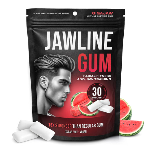 GigaJaw Jawline Gum - 15X Hardness for Effective Facial Exercise -Sugar-Free, Calorie-Free | Pack of 30 Pieces (Small, Watermelon)
